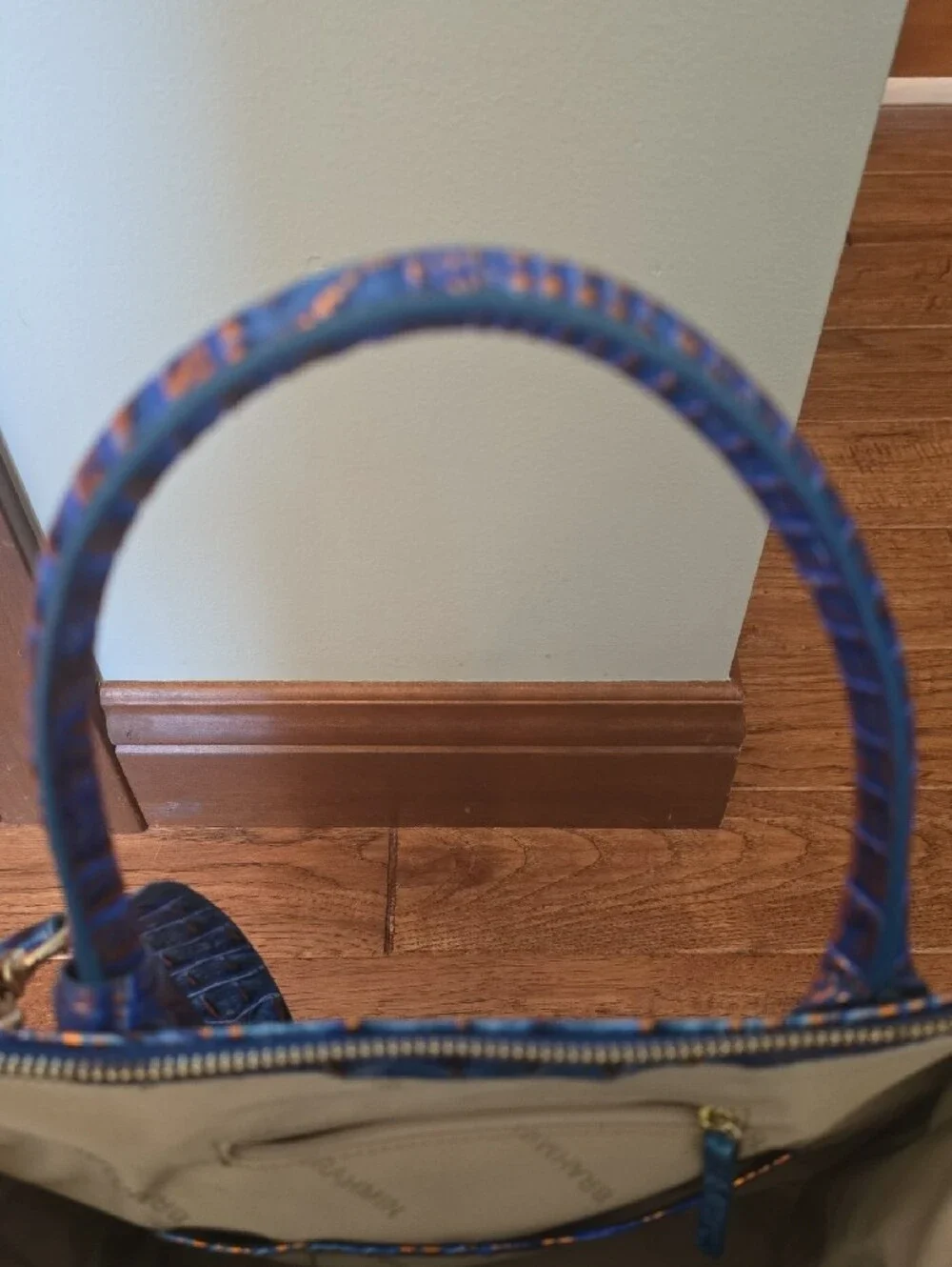 Blue Croc-Embossed Structured Tote Bag